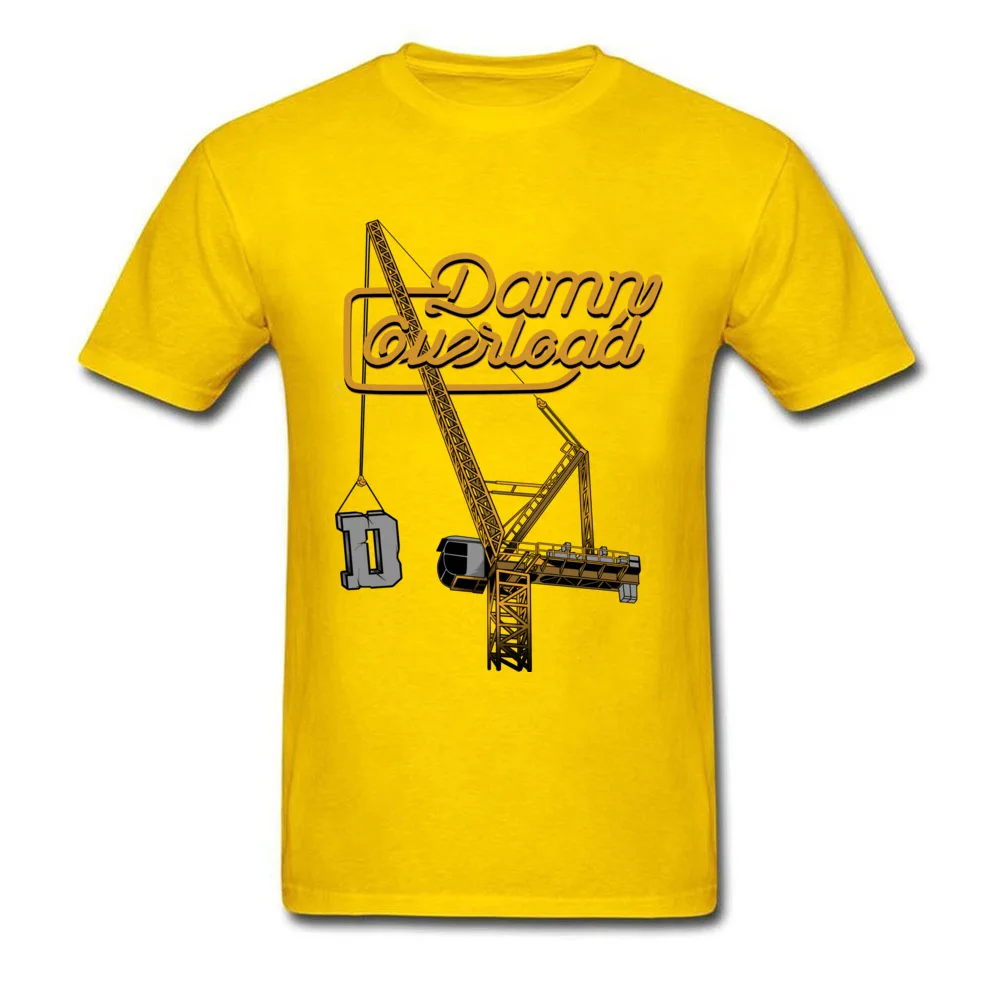 Crew Neck Luffing Tower Crane All Cotton Adult Top T-shirts Summer Short Sleeve Tops Tees Cheap Casual Clothing Shirt Luffing Tower Crane yellow