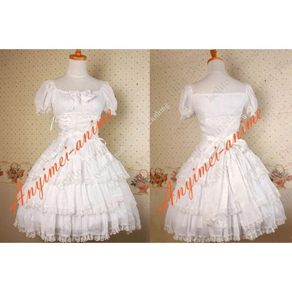 

Gothic Lolita Punk Sweet Fashion White Chiffon Dress Cosplay Costume Tailor-Made[CK1316]