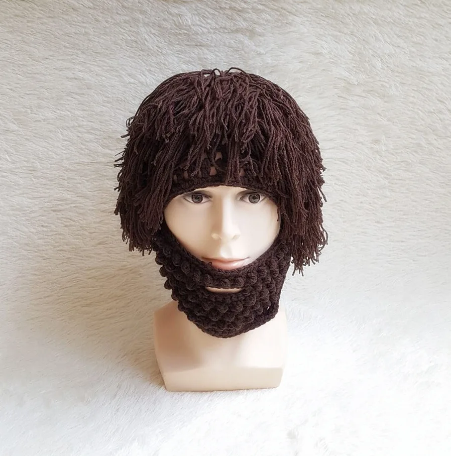 Вязаная мужская зимняя вязаная шляпа с усами Beanies Face Tassel маска велосипедиста Лыжная теплая шапка забавная шапка подарок новинка