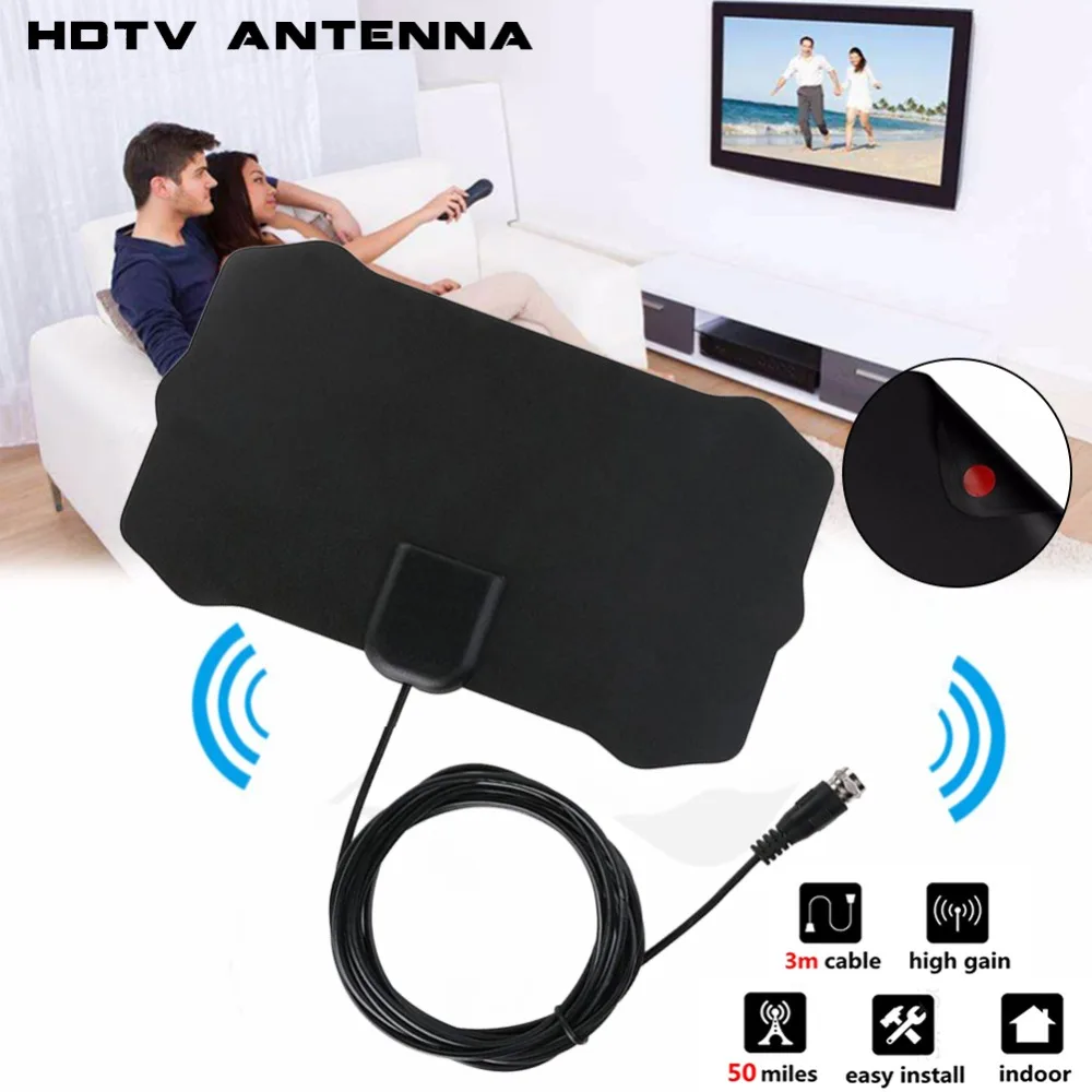 

new 1080p 150 Mile Range Mini TV Aerial TV Surf HDTV Fox VHF UHF DVB-T2 25DB Receiver Indoor Free Digital TV Antenna HDTV Antena
