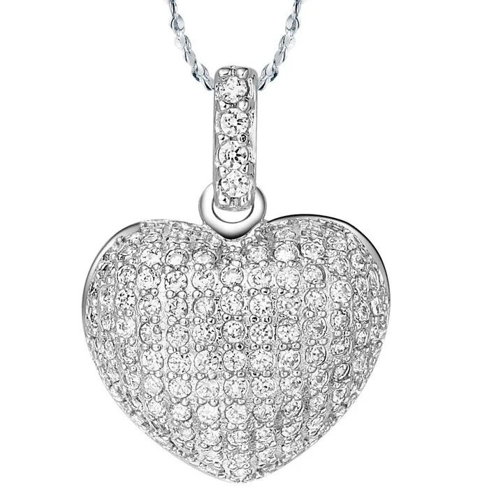 Удивительная цена посеребренные ювелирные изделия полный кристалл сердце набор украшений для женщин Висячие серьги подвески ожерелья Набор Горячая Распродажа - Окраска металла: necklace