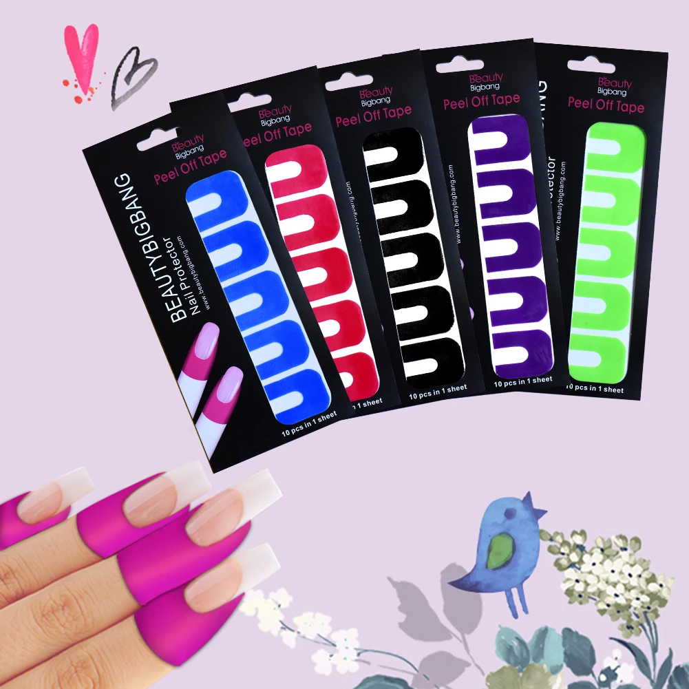 BeautyBigBang 1 лист, смешанный дизайн, новая шелушенная лента для ногтей, лак для ногтей, краска u-образной формы, защита от перелива ногтей, наклейка