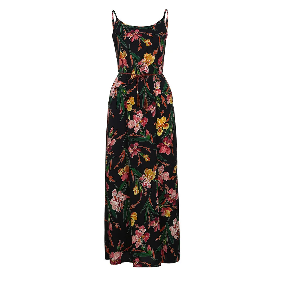 Новый 2018 для женщин платье Макси Boho Цветочные летние пляжные Длинные платья