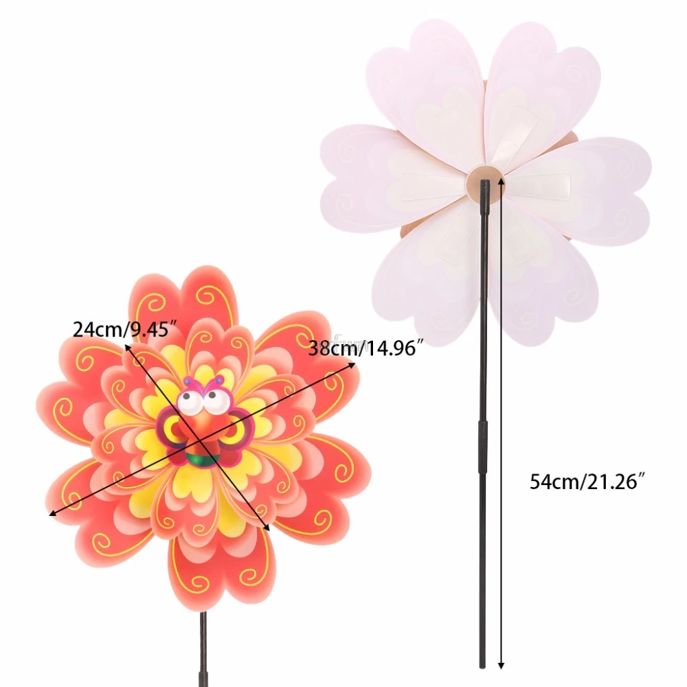 Двухслойный цветочный ветряная мельница ветер Spinner вертушка детские игрушки дворовый садовый декор