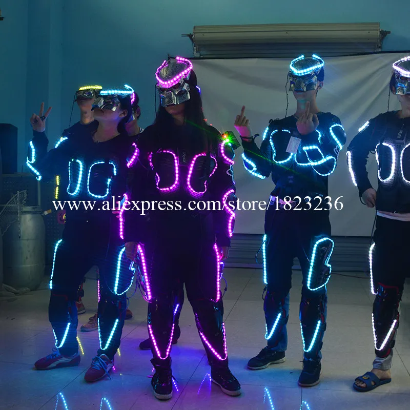 

Wecool hot sale rubber glowing flashing 7 colors LED costumes armor for dancing performance dj stage dance wear