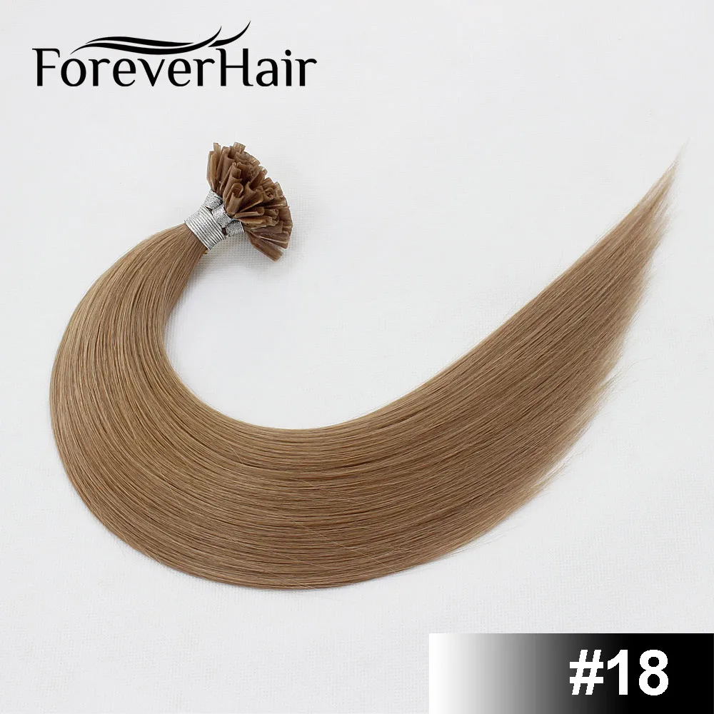 FOREVER HAIR 0,8 г/локон 1" 18" 2" Remy u-образные кератиновые волосы для наращивания прямые предварительно скрепленные волосы на капсулах Горячие волосы fusion 50 s/pac - Цвет: #18