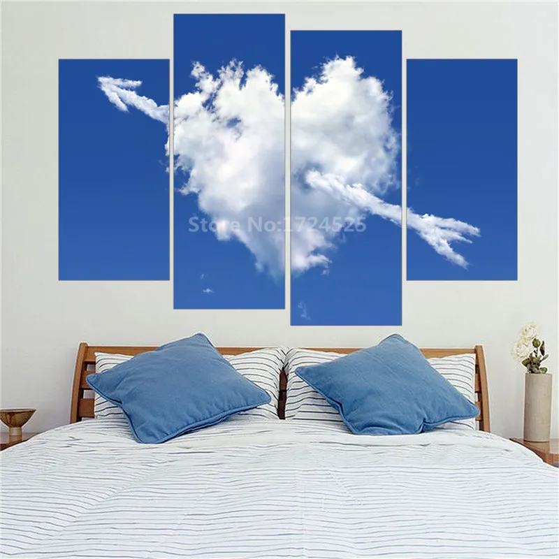 bezramowe-arrow-through-the-heart-cloud-printing-on-canvas-wall-art-home-decor-oil-painting-for