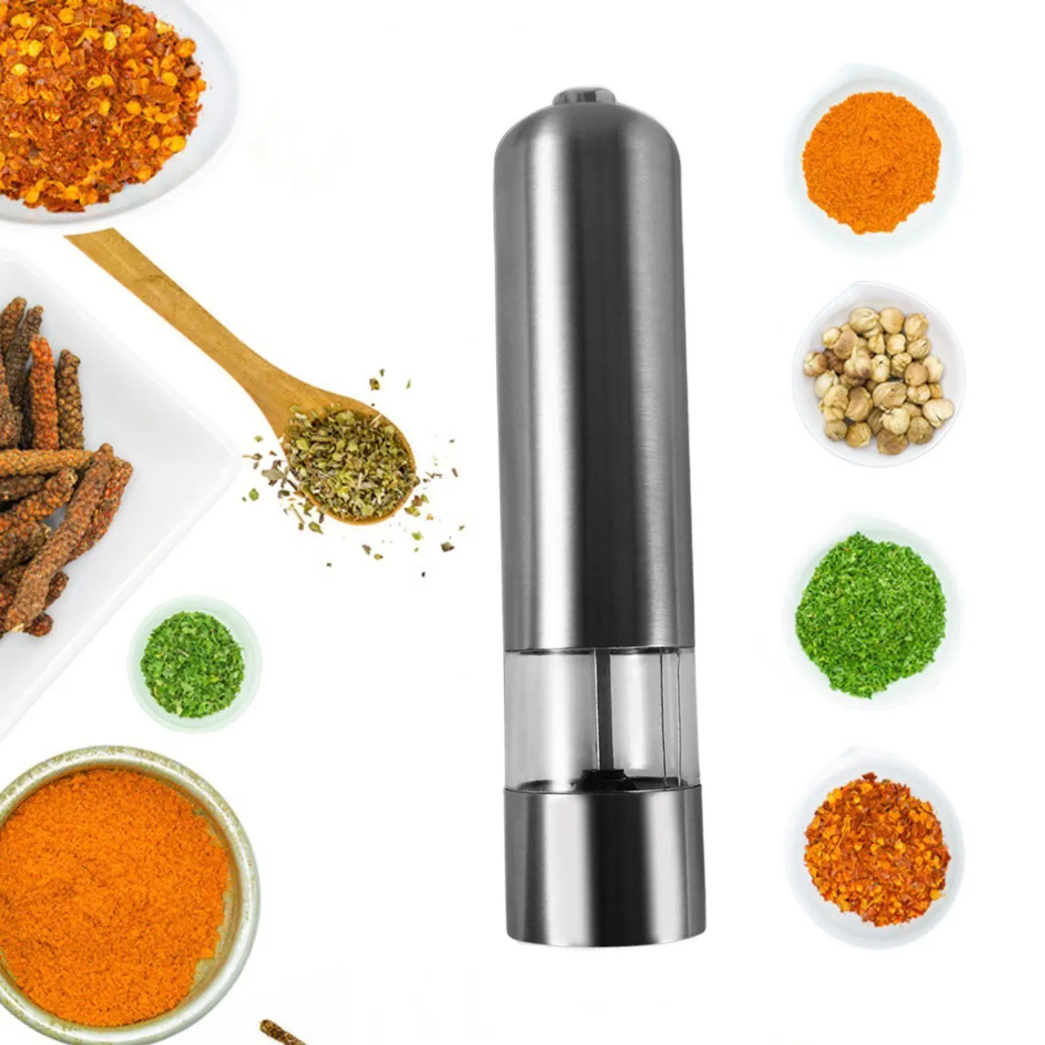 

Protable Cooks Professional Stainless Steel Electric Pepper Grinder Spice Salt Mill French Press Grinder Shaker Automatic