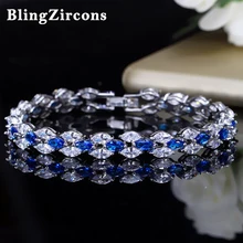 Beaqueen известный бренд очаровательный CZ огранка маркиз королевские украшения синий браслет с кристаллами Браслеты для Для женщин Выходные туфли на выпускной вечерние подарок B007