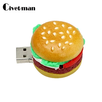 

USB Flash Drive Cartoon Mini 3D Hamburger Pen Drive 4GB 8GB 16GB 32GB 64GB Memory Stick Flashdisk Pendrive Personalized Gift