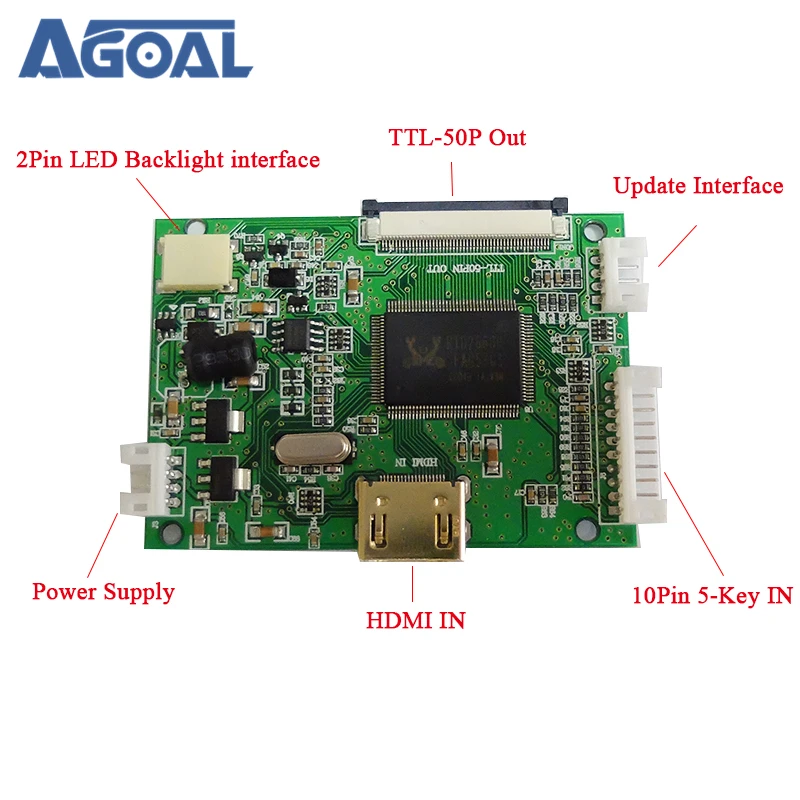 800x480 4,3 дюйма 7 8 9 дюймов HDMI 1080P к 50Pin ttl Выходной сигнал светодиодный ЖК универсальный контроллер плата+ 5 кнопок+ DC AT070TN92