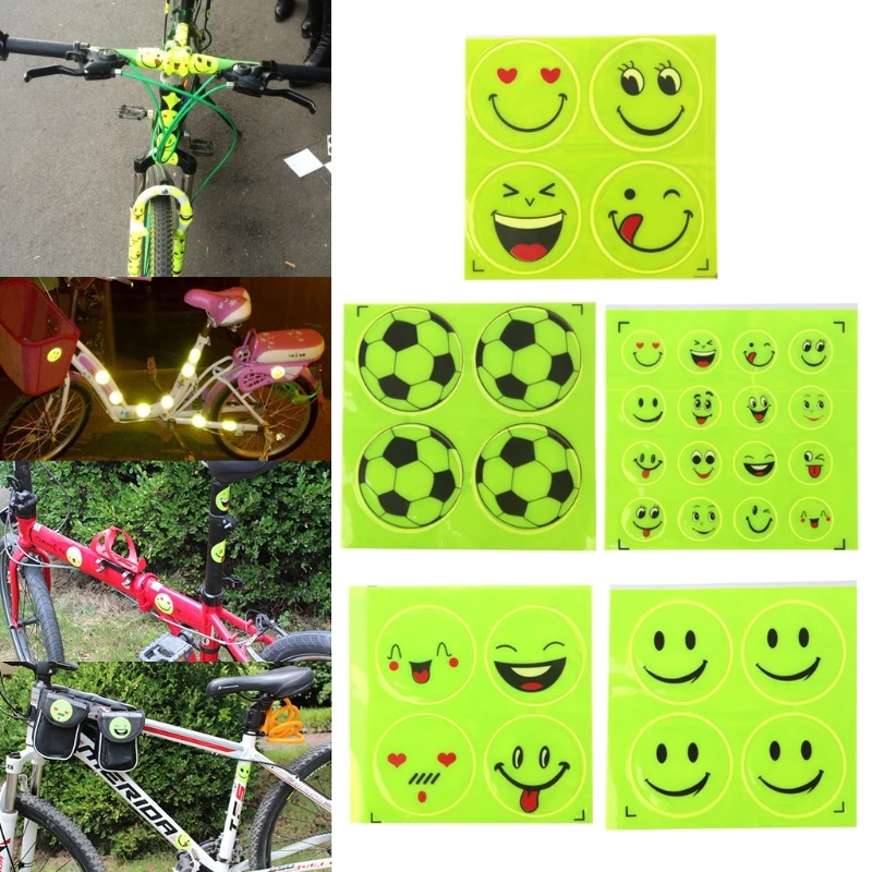 Забавная Светоотражающая наклейка для велосипеда улыбающееся лицо шаблон безопасности ночной езды наклейка