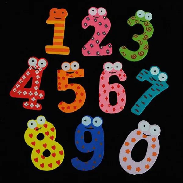 10 Pieces Number 0-9 Wooden Fridge Magnet Kids Math Toys Cartoon Animal Numbers Educational Number Learning Toys For Baby Gift