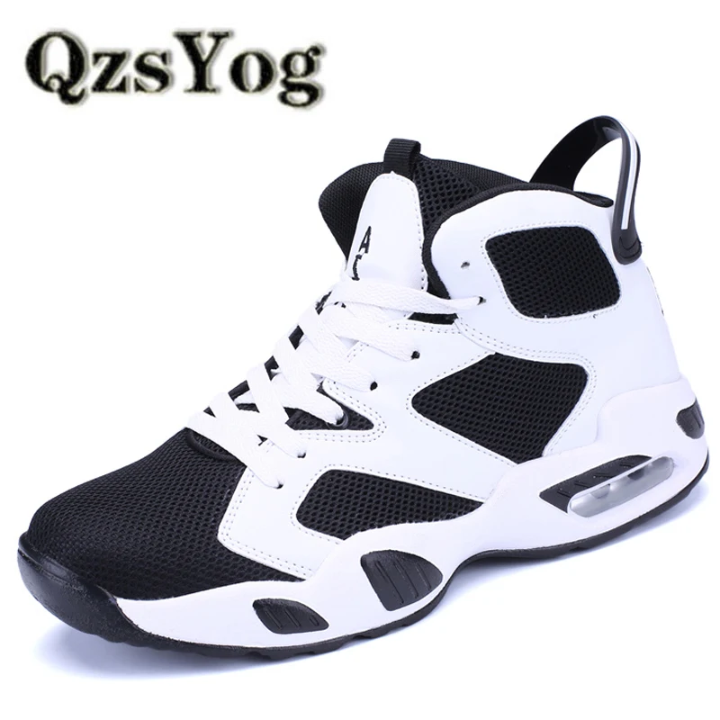 

QzsYog Breathable Basketball Shoes For Men Women High Top Air Sports Cushion Sneakers Mesh Trainers Basket Femme Zapatillas Red