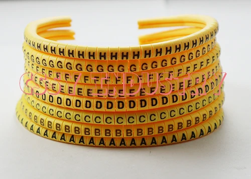 EC-0 до EC-3(от 0,5 до 16 мм2) ABCDEFGHIJKLMNOPQRSTUVWXYZ 26 различных букв кабель маркеры наборы желтый цвет
