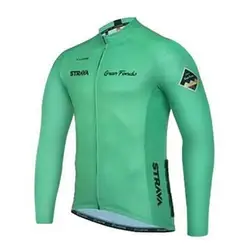 MTB демисезонный Strava для мужчин с длинным рукавом Велоспорт Джерси костюмы Зеленый Pro Team горная дорога одежда для триатлона Велосипедный