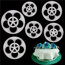 6 шт./лот цветок розы плесень кухня помадка Плесень Конфеты торт паста Форма-резак для украшений инструменты