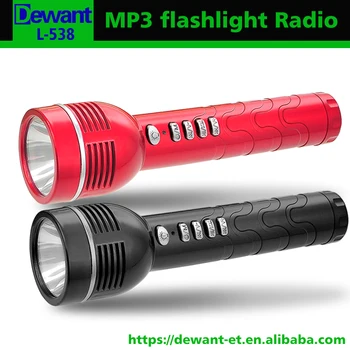 

10pcs L-538 with 3.7V rechargeable 18650 battery portable mini LED flashlight torch with MP3 music player auto scan FM radio