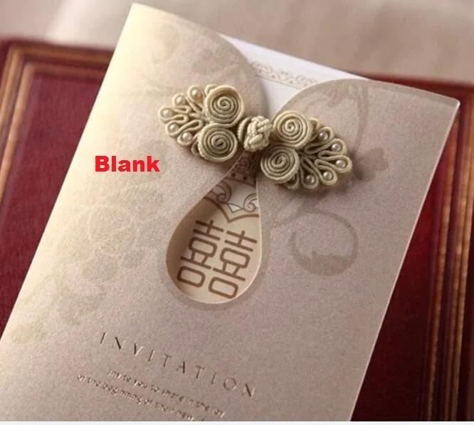Восточный Чонсам пряжки приглашения на свадьбу, китайский Chirpaur завязанные кнопки пригласительные карты, 100 шт, экспресс - Цвет: Blank inner sheet