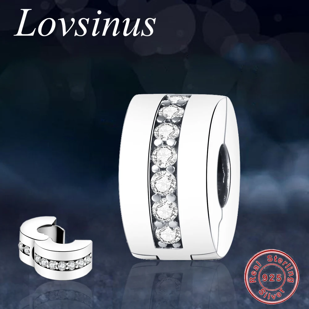 

2018 Hot Sale 925 Round Clip Bead Charms With Clear CZ Fit Pandora Clips Silver 925 Original Charm Bracelet & Bangle DIY Jewelry