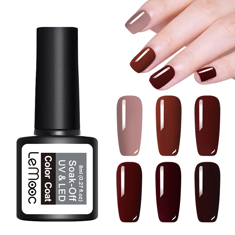 

Lemooc 8ml Caramel Color Series Gel Polish Elegant Coffee Series Soak Off UV Nail Art Lacquer