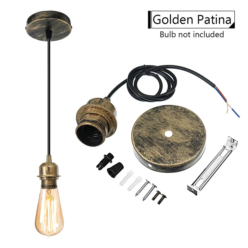 Golden Patina AC110-220V E27 ткани гибкий потолочный светильник Романтический кулон держатель лампы фитинг освещение украшение интерьера люстра ручной работы - Цвет: Golden Patina