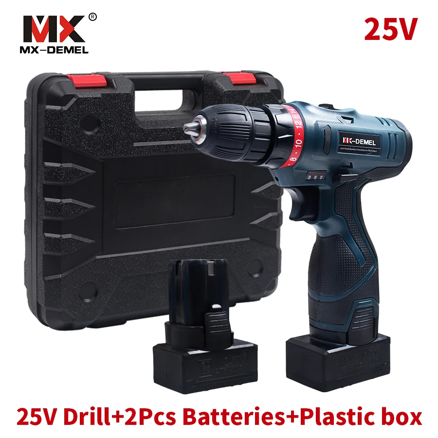 

Longyun Style 25V Lithium Battery*2 Cordless Electric Drill Cordless Screwdriver Double Speed Electric Screwdriver Power Tools