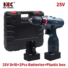 Longyun Style 25V Lithium Battery*2 Cordless Electric Drill Cordless Screwdriver Double Speed Electric Screwdriver Power Tools