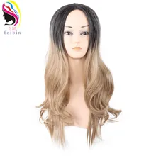 Feibin Искусственные парики для черный Для женщин волна ombre блондинка серый волос высокого Температура feiber 24 дюйм(ов) 60 см f11