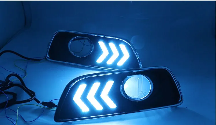 EOsuns led drl дневные ходовые огни для Chevrolet Malibu 2012- с динамическим движущимся желтым поворотным сигналом и синим ночным светом
