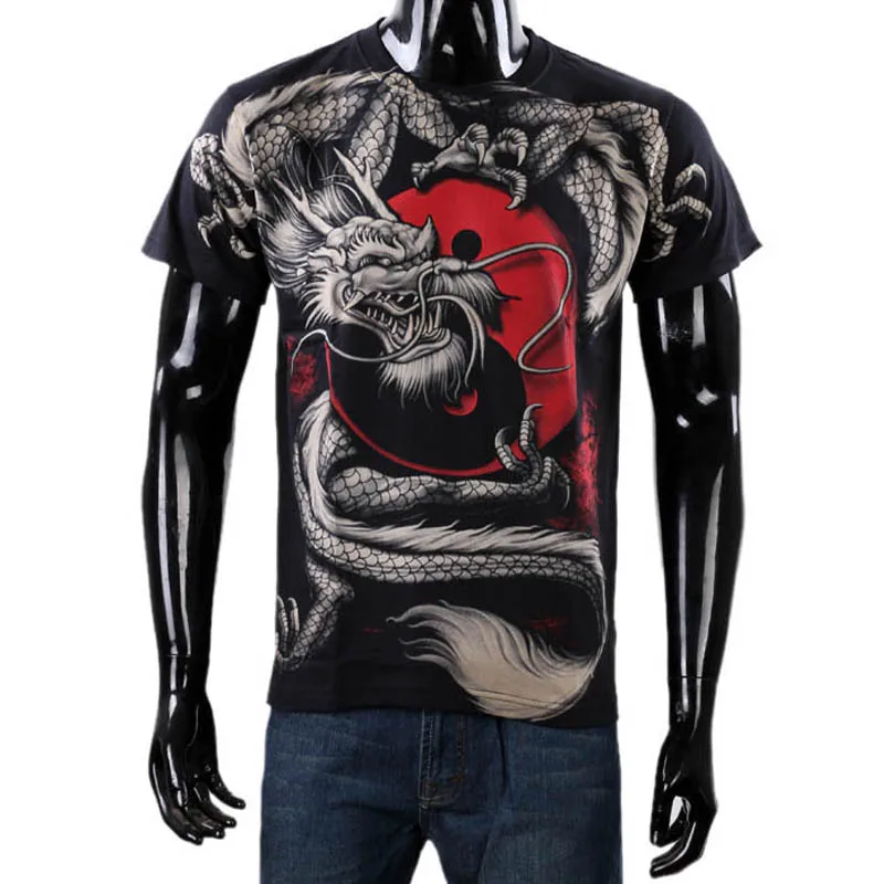 Cool Dragon T Shirt Men Chinese Style Kung Fu Shirts Summer Tees Tops Men Cotton Black 3D T-shirts Male Slim Fit TShirt Luxtees (3)