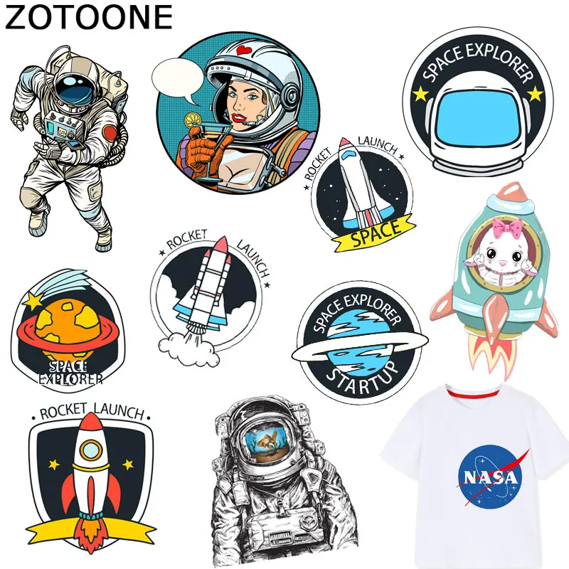 

ZOTOONE Space Rocket Patch Astronaut Planet Stickers Iron on Transfers for Clothes T-shirt Accessory Appliques Heat Transfer F1