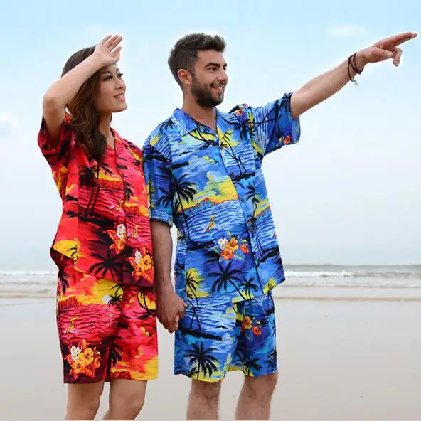 2019 Lover Couple Beach 3D unique vacation Shirts Mens 