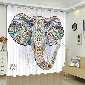 

Senisaihon 3D Colored Elephant Animal Pattern Blackout Curtains Thickened Fabric Children Bedroom Curtains for Living Room Hooks