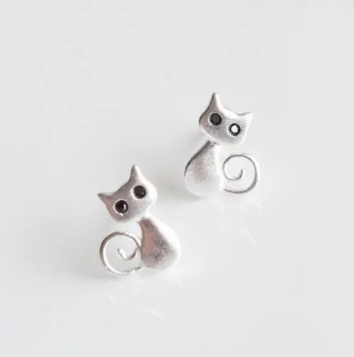 

925 Sterling Silver Cute Cat Stud Earrings For Women Girl Casual Prevent Allergy Sterling-silver-jewelry-M6-17