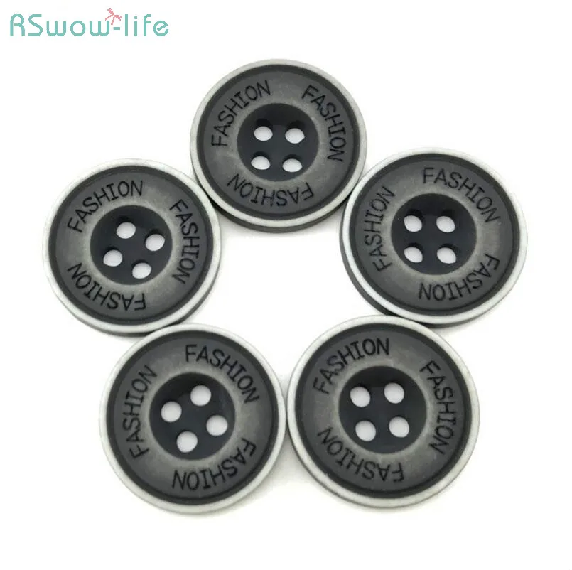 

50pcs/a pack Washed Lettering Button High-grade Resin Four-hole Buttons DIY Crafts Clothing Sewing Accessories