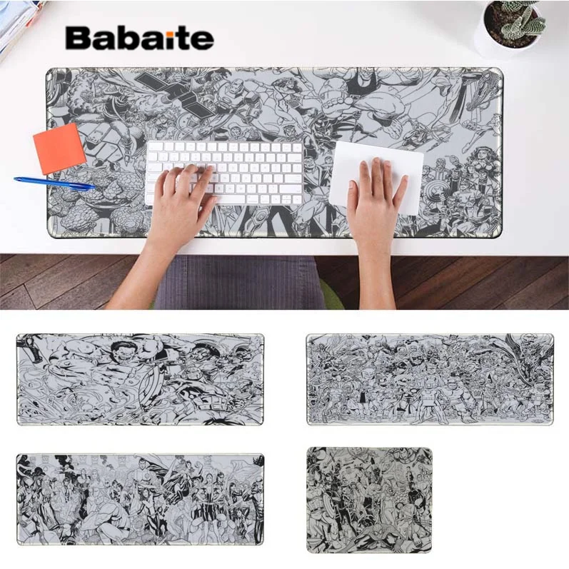

Babaite Top Quality Black and white miracle comic universe Customized MousePads Computer Laptop Anime Mouse Mat Large Mouse Pad