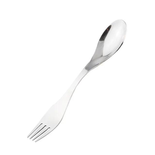 Посуда Spork комбинированный гаджет для путешествий столовые приборы из нержавеющей стали ложки для торта Вилка Нож для пикника Столовые приборы кухонные принадлежности - Цвет: Серебристый