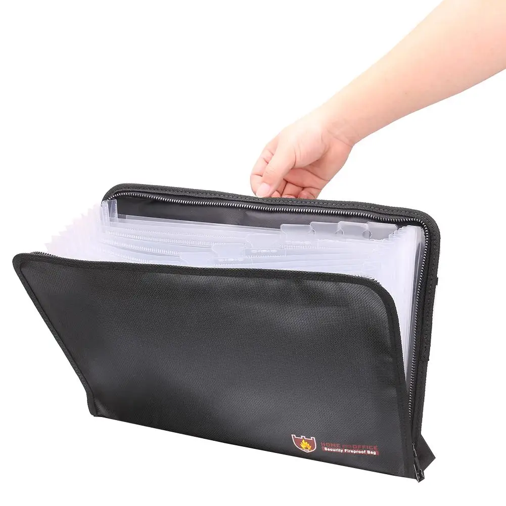 

Sale 12 Page Portable Fireproof Waterproof File Folder Zipper Document Organizer Bag