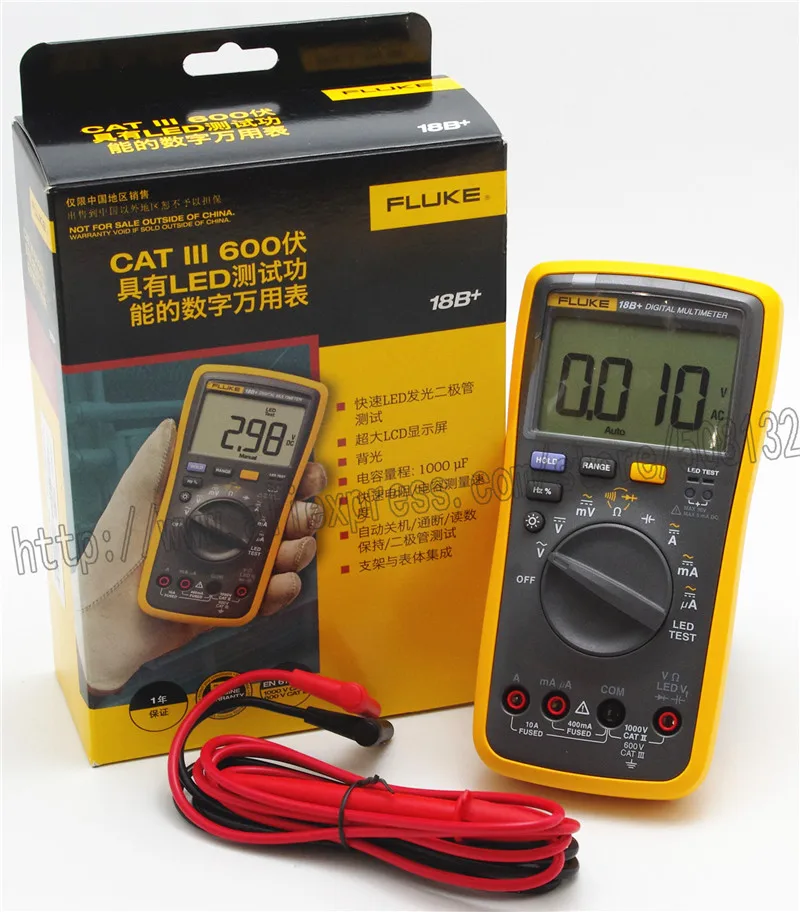 FLUKE 18B + светодиодный цифровой мультиметр DMM с тестовыми проводами TL75 F18B 18B|fluke