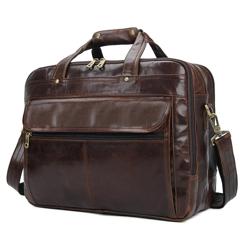 

Nesitu Highend Black Coffee Grey Vintage Genuine Leather 14'' 15.6'' Laptop Office Men Briefcase Portfolio Messenger Bags M7146