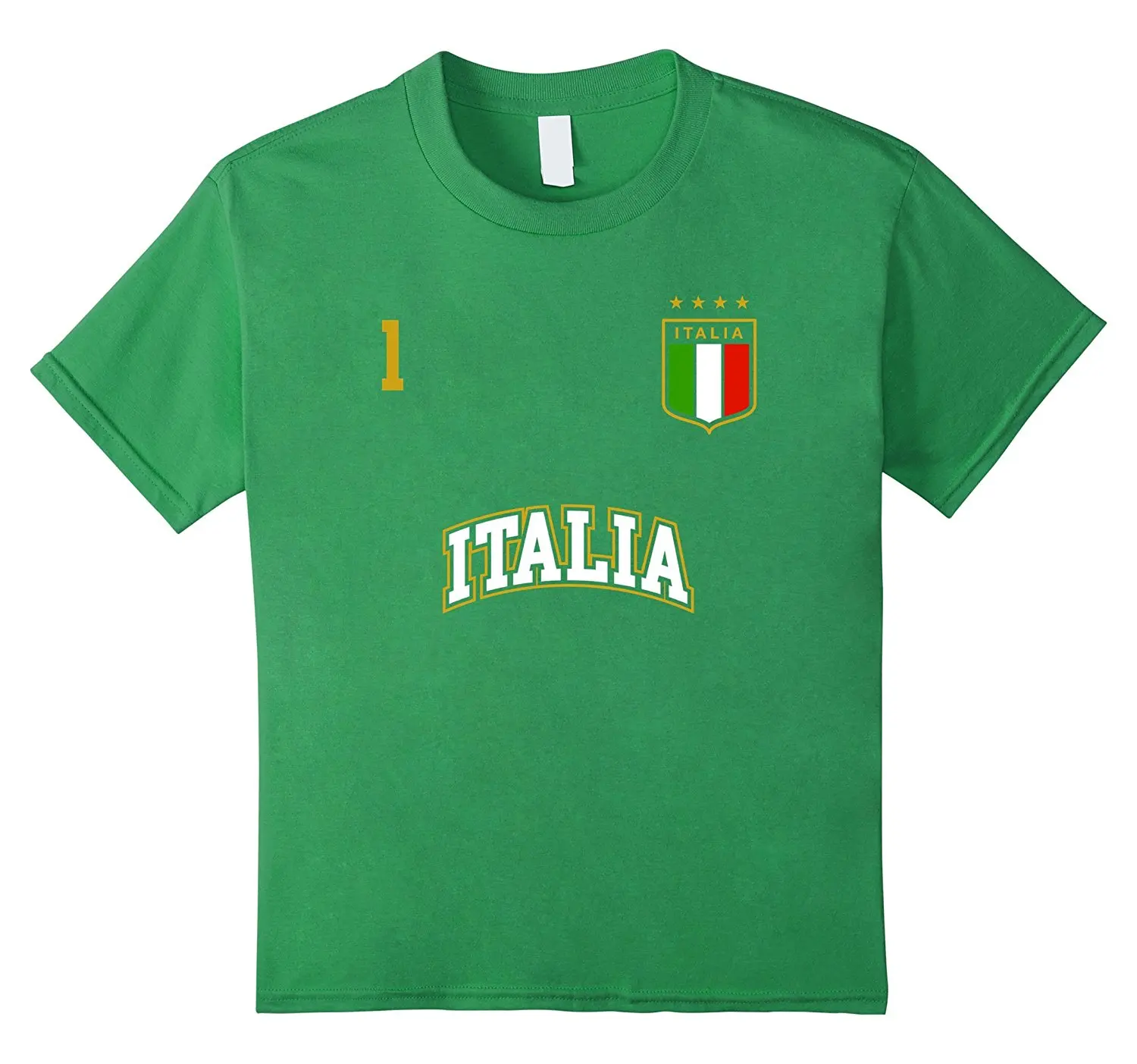 Nuovo Girocollo Estate Cotone Abbigliamento Fitness Italia Camicia Numero 1 + Back Soccer Team Sporter Bandiera Italiana Calciatore T-Shirt