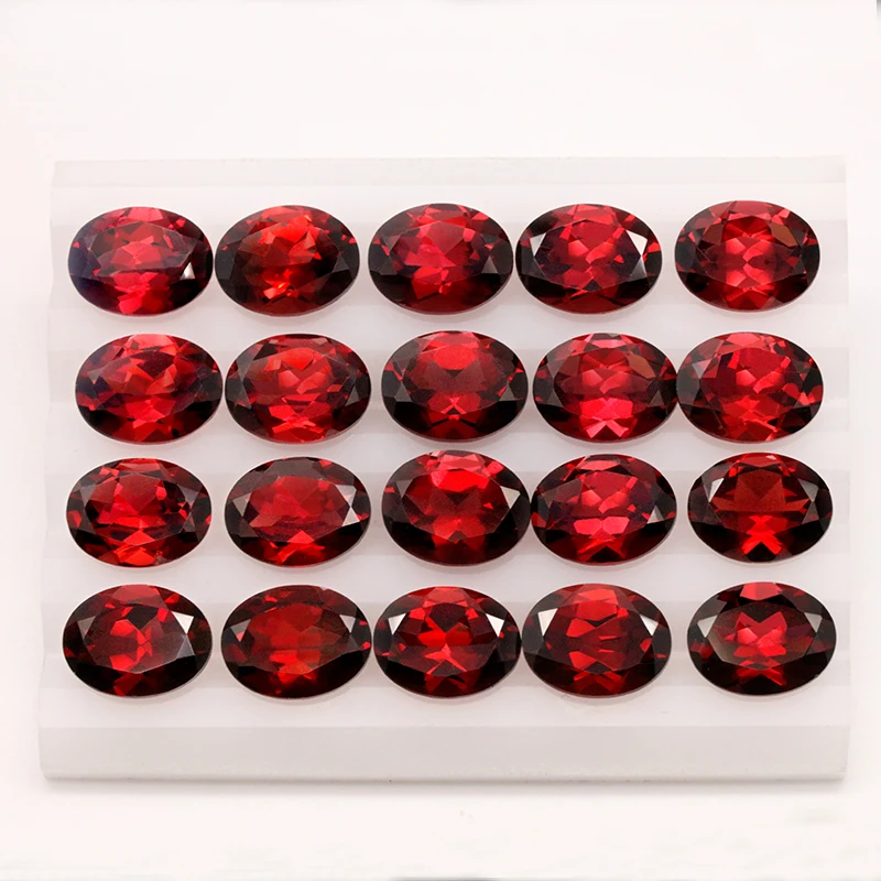 Pedra em Forma Corte e Bom Escolha para Design de Joias Garnet Vermelho Natural Solto Oval 7mm * 9mm Bom Fogo Melhor