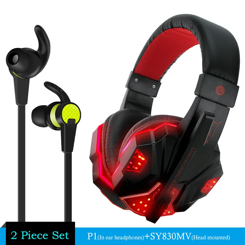 

SOYTO EACH 3.5mm Earphone Gaming Headset Gamer PC Headphhone Gamer Stereo Gaming Headphone With Microphone Led For Computer + P1