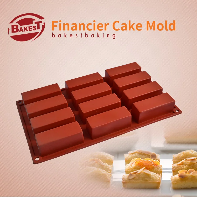 

BAKEST 12 Holes Silicone Cake Mold Rectangular Shape Baking Tools