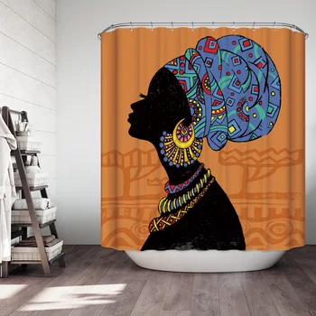 

3D Beautiful Women Shower Curtains Portrait Pattern Waterproof Mildew Proof Thickened Bath Curtains for Bathroom
