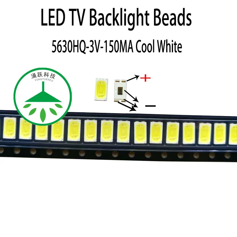 

100pcs/lotSuperior quality new smd led 5630hq 3v 150ma lamp beads cool white for repair led lcd tv backlight strip hot