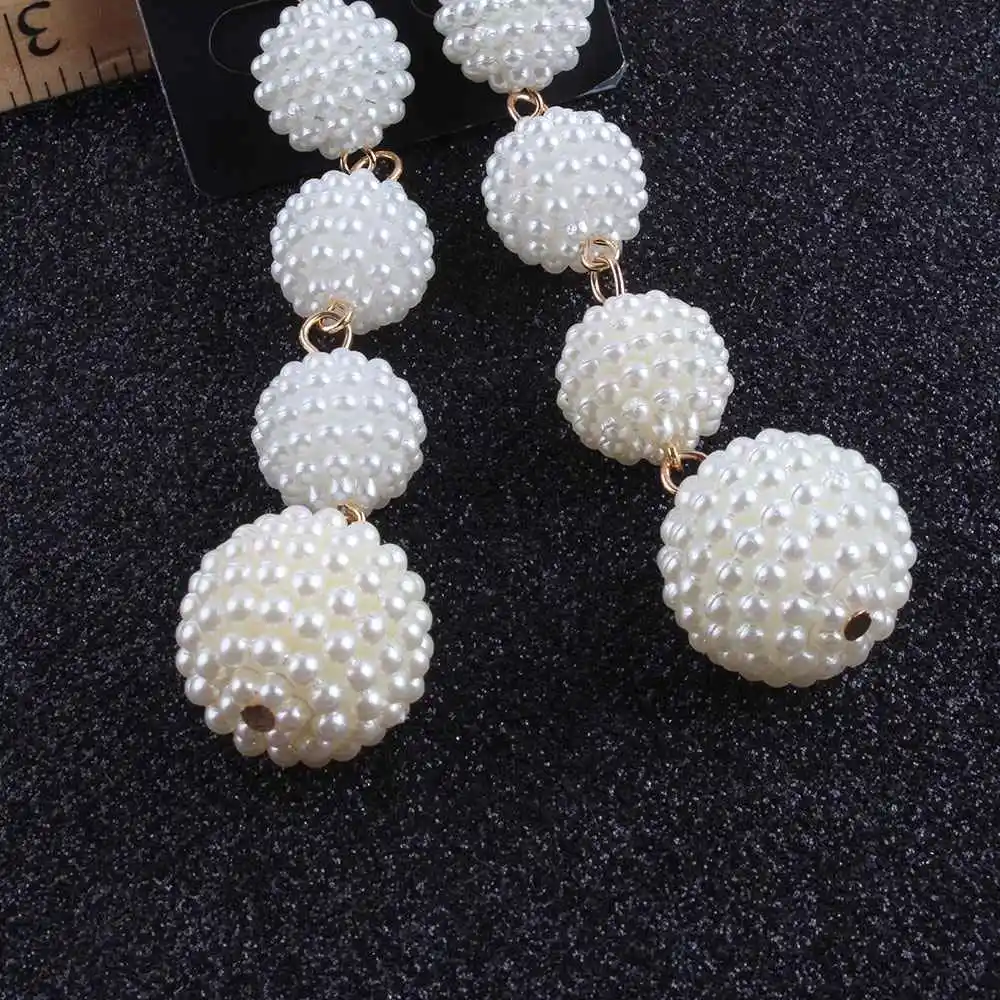 JIOFREE Long simulated pearl Clip on Earrings No Pierced for Girl Party Needn't Ear Hole Earrings Korea Style ear clip earrings,clip earrings,ear clip