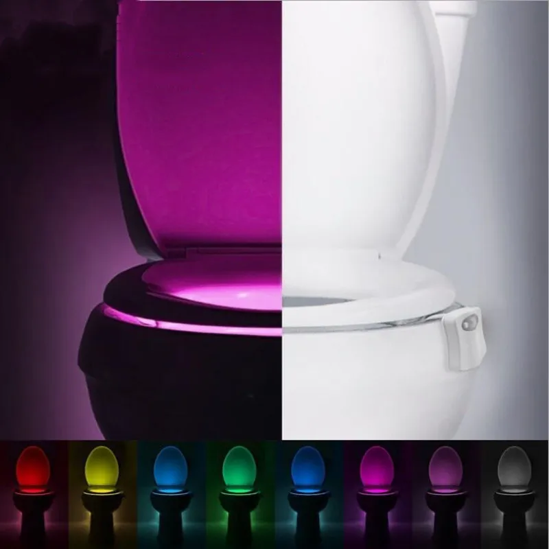 

LED Smart Toilet Night Light light Smart PIR Motion Sensor Activated On/Off Lights 8 Colors Waterproof Backlight For WC Toilet