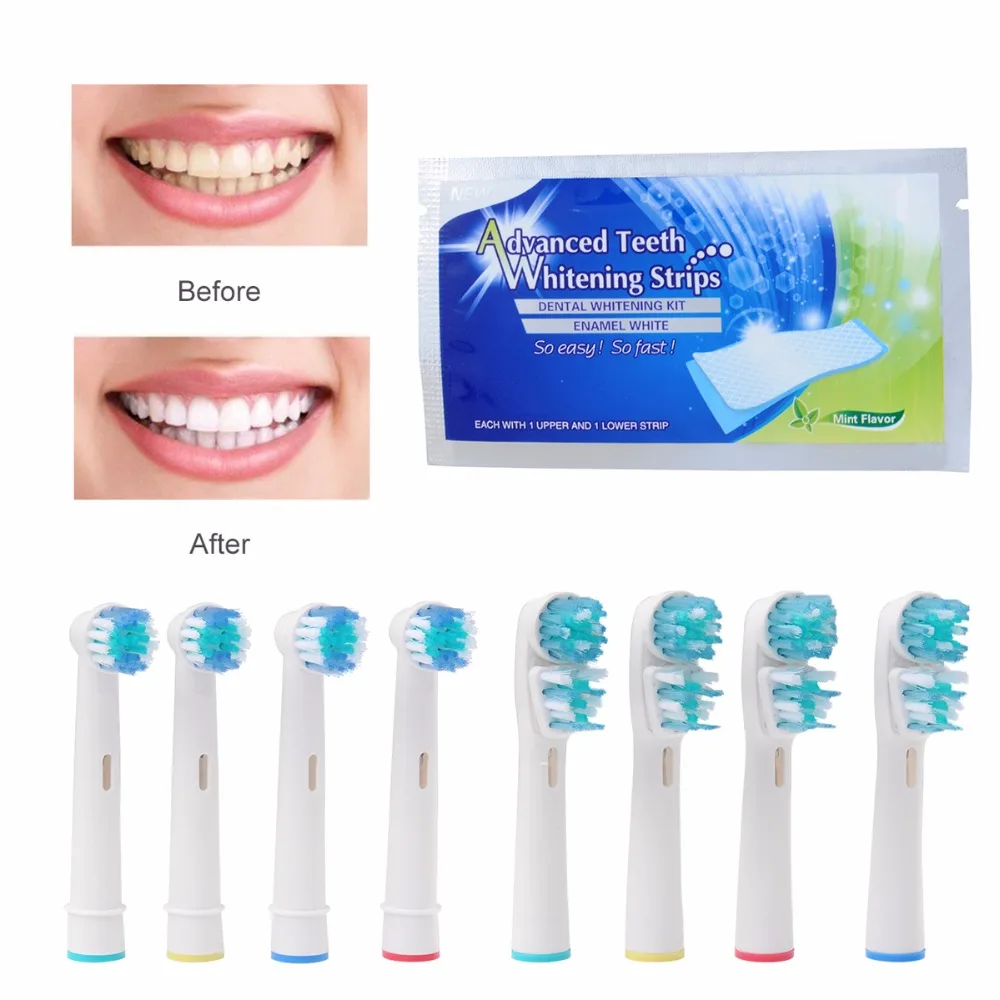 

Xpreen Standard Toothbrush Heads Dual Clean Replacement Brush Heads Gum Care Refills Set for Oral-B+Teeth Whitening Strip Sets